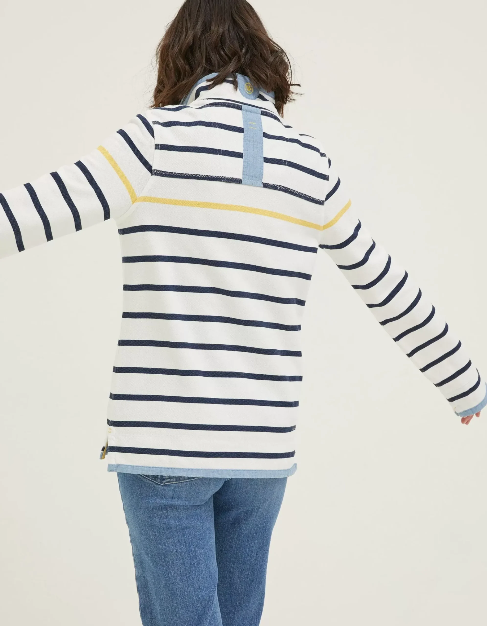 FatFace Airlie Stripe Sweat Ivory Sale
