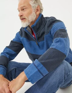 FatFace Airlie Tonal Stripe Sweatshirt Blue Clearance