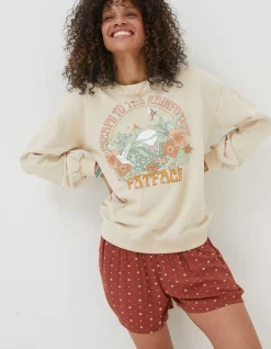FatFace Alex Rainforest Crew Sweatshirt Ivory Outlet