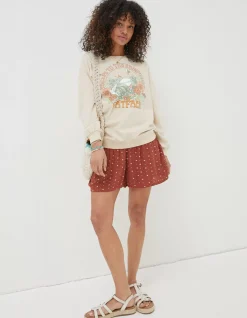 FatFace Alex Rainforest Crew Sweatshirt Ivory Outlet
