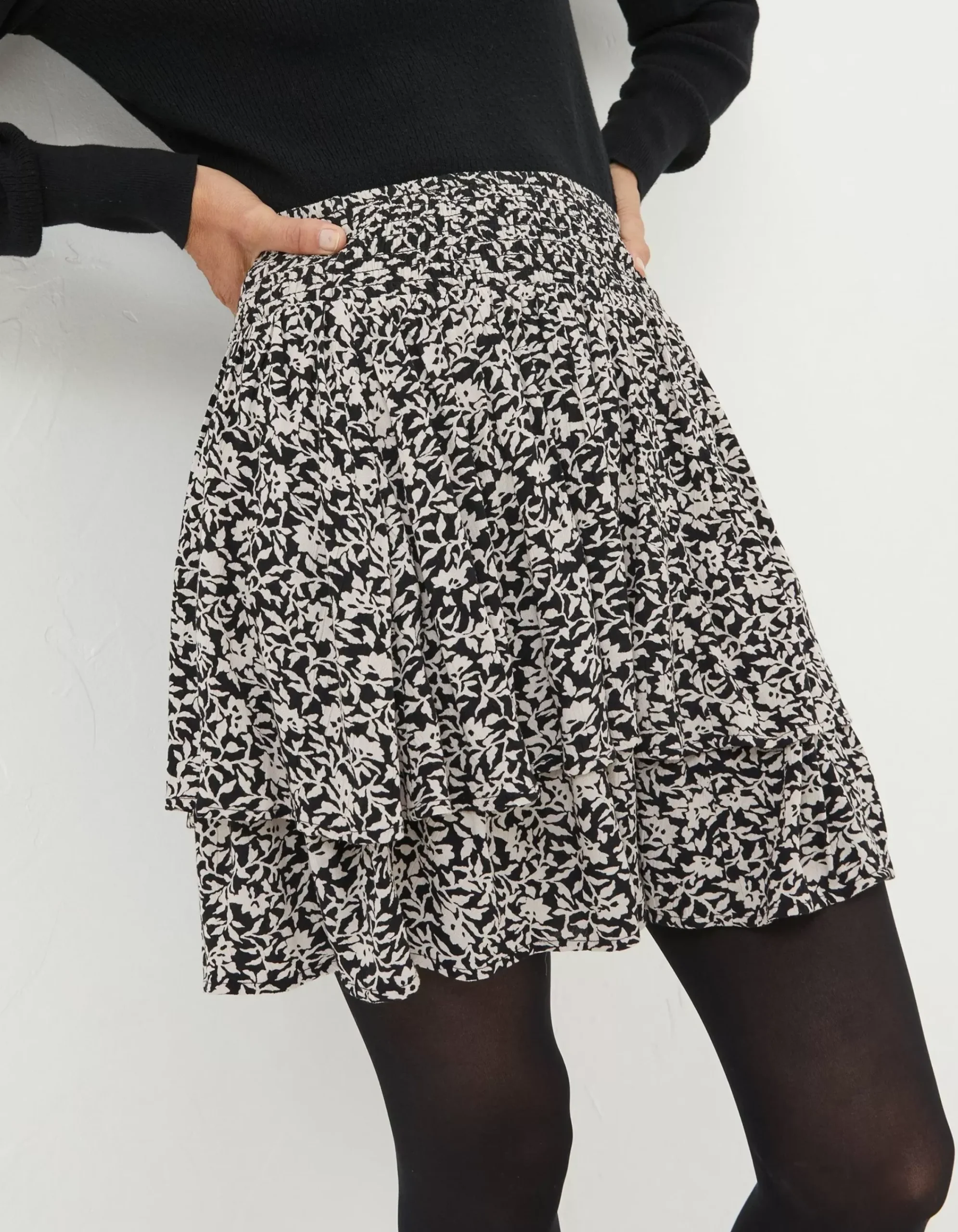 FatFace Ali Mono Vines Skirt Black Best