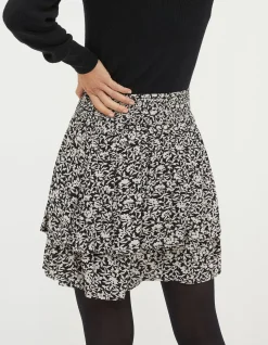 FatFace Ali Mono Vines Skirt Black Best