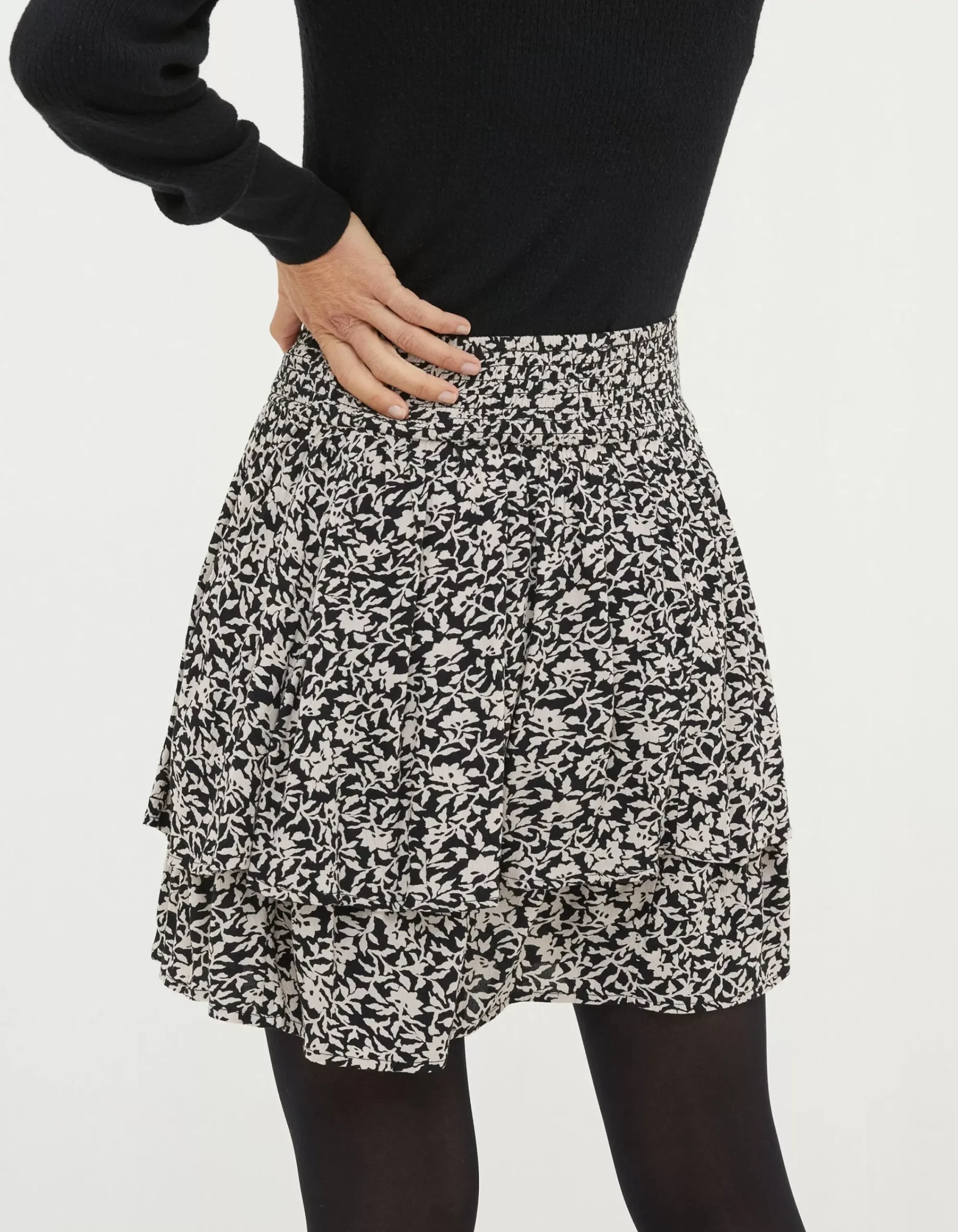 FatFace Ali Mono Vines Skirt Black Best