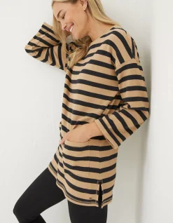 FatFace Amari Stripe Tunic Washed Tan New