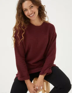 FatFace Amari Textured Tunic Dark Red New