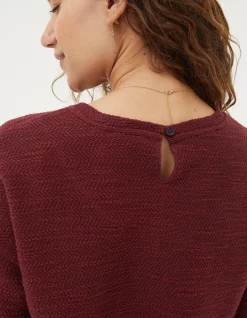 FatFace Amari Textured Tunic Dark Red New