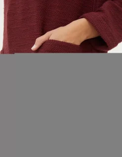 FatFace Amari Textured Tunic Dark Red New