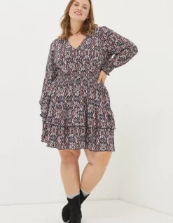 FatFace Amba Ikat Geo Dress Chestnut Brown Hot