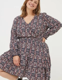 FatFace Amba Ikat Geo Dress Chestnut Brown Hot