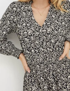 FatFace Amba Mono Vines Jersey Dress Black Best