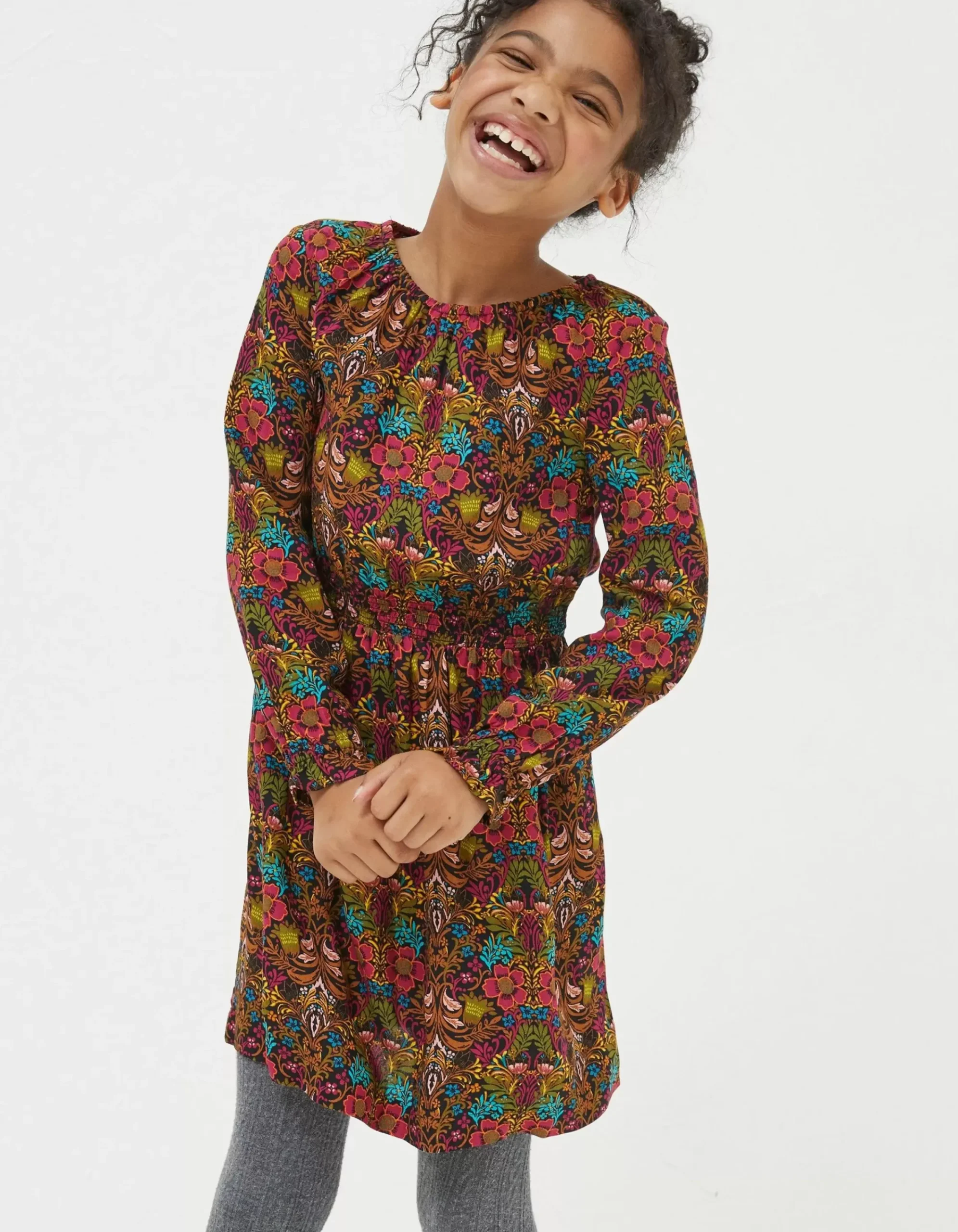 FatFace Amelia Floral Print Dress Multi Hot
