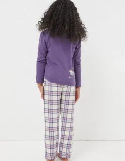 FatFace Animal Check Pyjama Set Purple Online