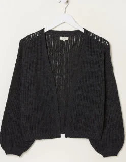 FatFace Anna Crochet Cardigan Black Outlet