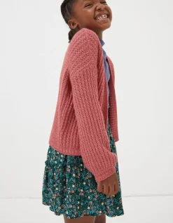 FatFace Anna Knitted Cardigan Raspberry Red Clearance