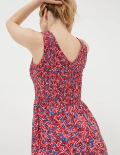 FatFace Anna Meadow Midi Dress Tomato Red Outlet
