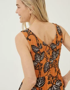 FatFace Anna Vine Floral Midi Dress Golden Yellow Clearance