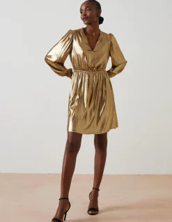 FatFace Annabelle Metallic Dress Bronze