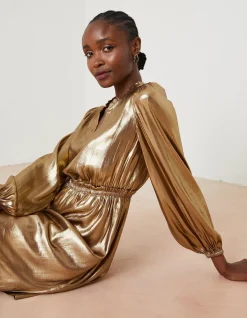 FatFace Annabelle Metallic Dress Bronze