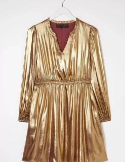 FatFace Annabelle Metallic Dress Bronze