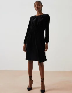 FatFace Annie Velvet Dress Black Sale