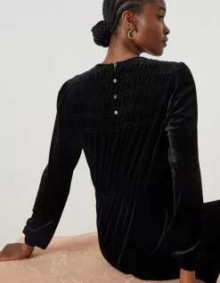 FatFace Annie Velvet Dress Black Sale