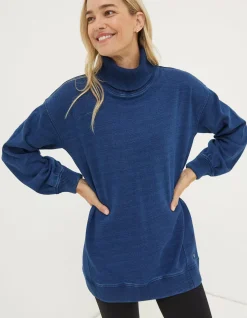 FatFace Arabella Roll Neck Tunic Indigo Blue Discount