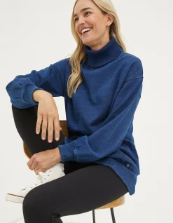 FatFace Arabella Roll Neck Tunic Indigo Blue Discount