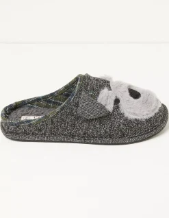 FatFace Archie Scotty Dog Slipper Grey Clearance