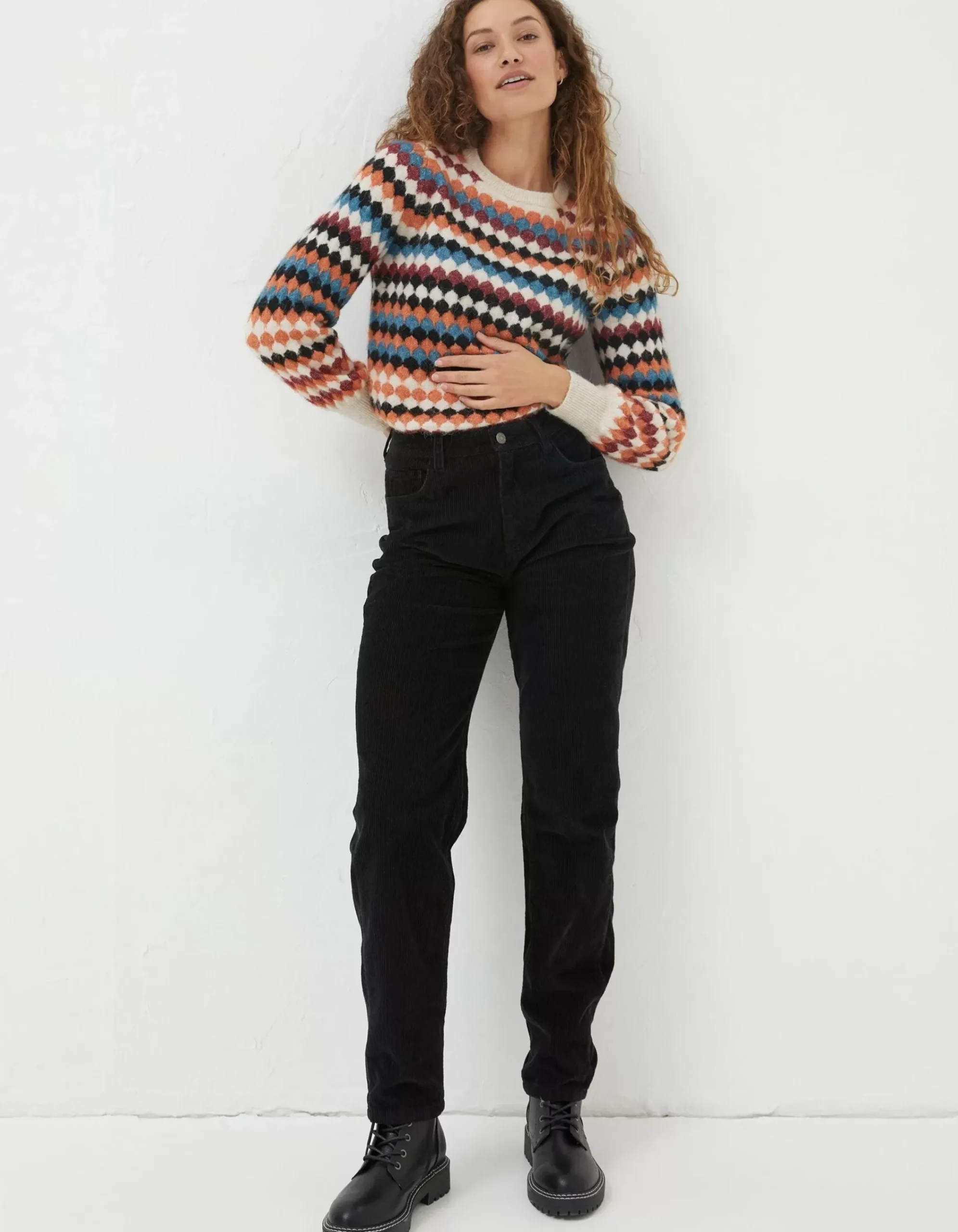 FatFace Arden Boyfriend Trousers Black Discount