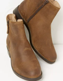 FatFace Aria Ankle Zip Boots Tan Discount