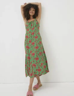 FatFace Ariel Bali Blooms Midi Dress Bright Green