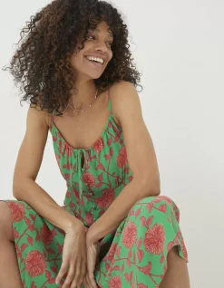 FatFace Ariel Bali Blooms Midi Dress Bright Green