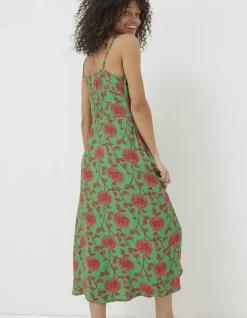 FatFace Ariel Bali Blooms Midi Dress Bright Green