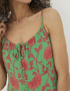FatFace Ariel Bali Blooms Midi Dress Bright Green