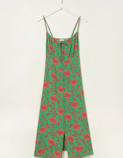 FatFace Ariel Bali Blooms Midi Dress Bright Green