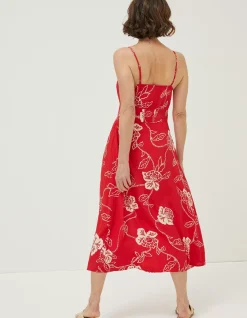 FatFace Ariel Batik Red Midi Dress Tomato Red
