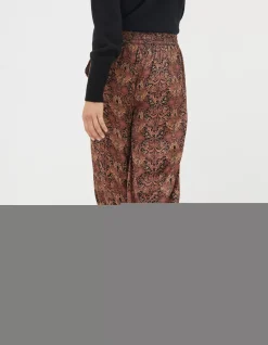 FatFace Art Floral Satin Printed Trousers Black Hot