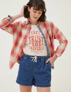 FatFace Ashby Pull On Denim Short Dark Blue Hot