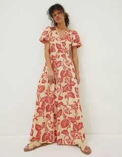 FatFace Aubrey Vine Floral Maxi Dress Cream Outlet
