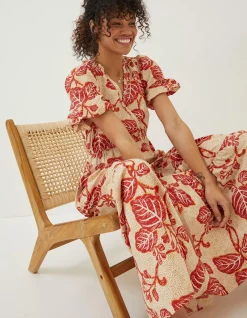 FatFace Aubrey Vine Floral Maxi Dress Cream Outlet