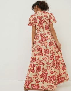 FatFace Aubrey Vine Floral Maxi Dress Cream Outlet