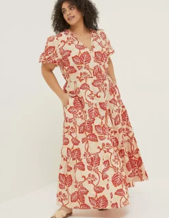 FatFace Aubrey Vine Floral Maxi Dress Cream Outlet