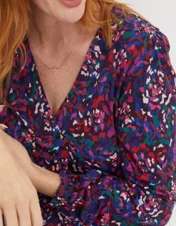 FatFace Aurelia Abstract Marks Tunic Purple Discount