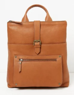 FatFace Ava Leather Backpack Tan Online