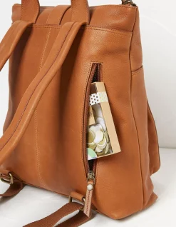 FatFace Ava Leather Backpack Tan Online