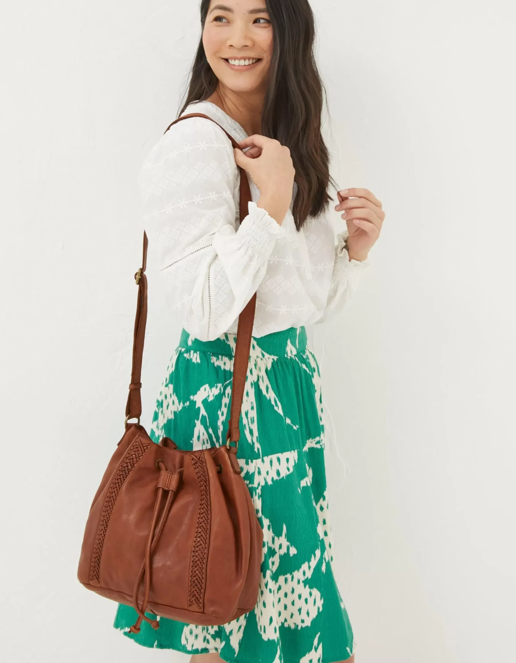 FatFace Awna Leather Bucket Bag Tan Online