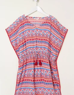 FatFace Aztec Print Kaftan Raspberry Red New