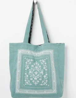 FatFace Bandana Reversible Tote Bag Green Haze