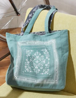 FatFace Bandana Reversible Tote Bag Green Haze