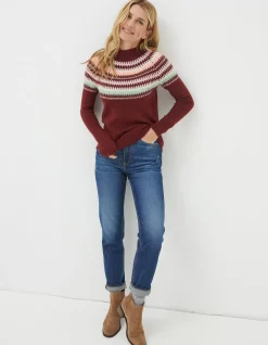 FatFace Bea Yoke Fairisle Jumper Raspberry Red
